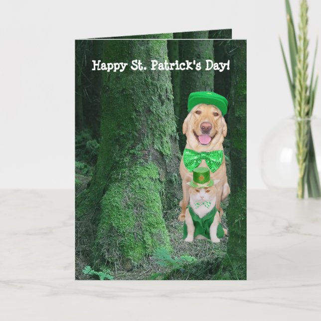 Funny Pets St. Patrick Karte (Vorderseite)