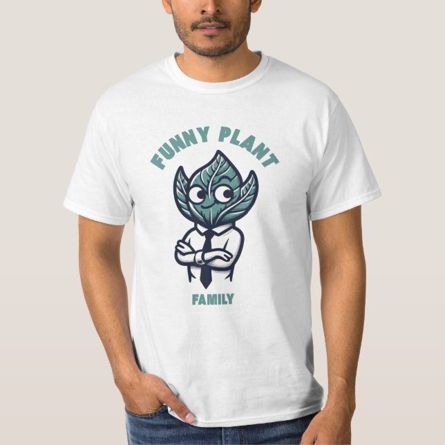 Funny Pflanze Family Fett und Humorvoll Leaf Head T-Shirt (Vorderseite)