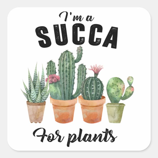 Funny Pflanze succulent potent cacti cactus Quadratischer Aufkleber (Vorderseite)