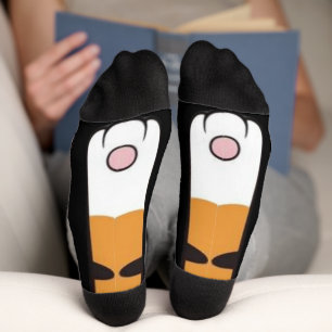 Funny Pfote Kätzchen Bein Feet Socks Knee Tier Socken