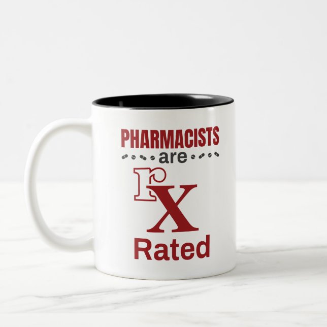 Funny Pharmacist Apotheker sind rx bewertet Zweifarbige Tasse (Links)