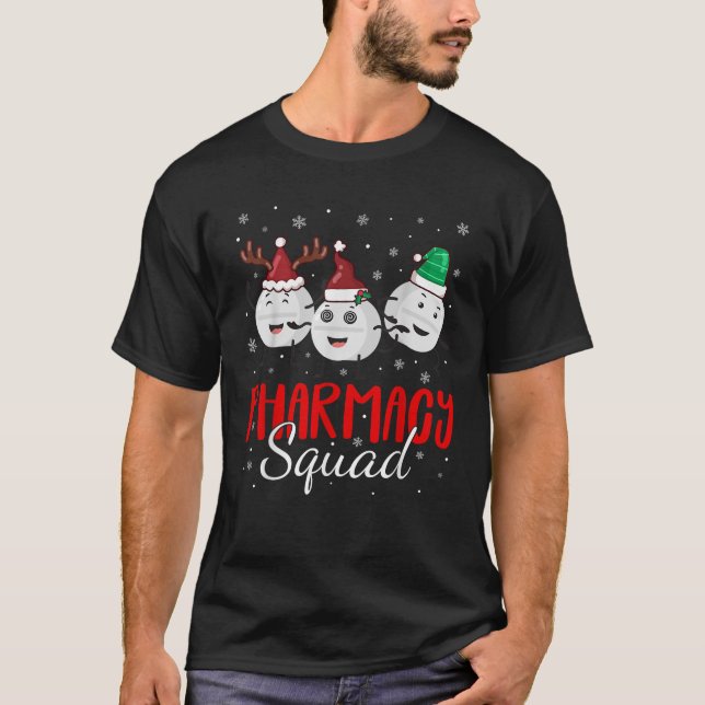 Funny Pharmacy Squad Santa Elf Reindeer Christmas  T-Shirt (Vorderseite)