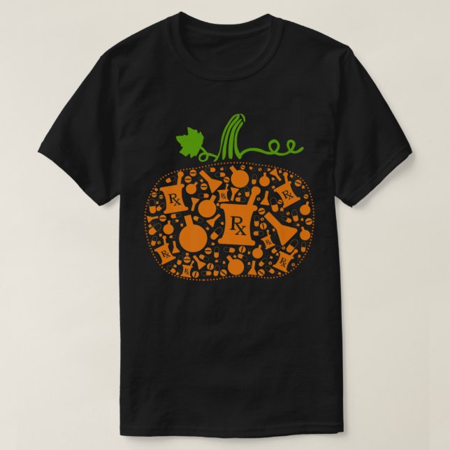 Funny Pharmacy Tech Pumpkin Halloween T-Shirt (Design vorne)