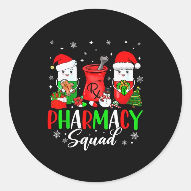 Funny Pharmacy Tech Squad Christmas Matching Holid Runder Aufkleber (Vorderseite)
