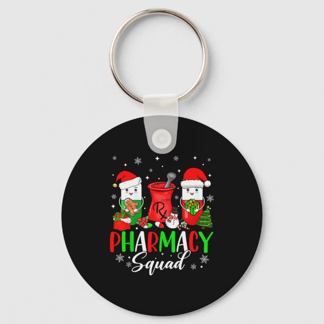 Funny Pharmacy Tech Squad Christmas Matching Holid Schlüsselanhänger (Vorderseite)