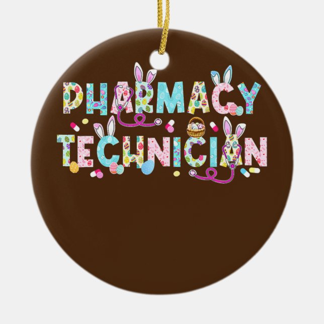 Funny Pharmacy Technician Bunny Pharmacist Happy Keramik Ornament (Vorne)
