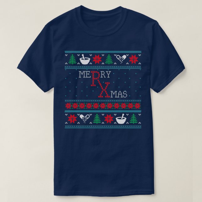Funny Pharmacy Ugly Christmas Xmas T-Shirt (Design vorne)