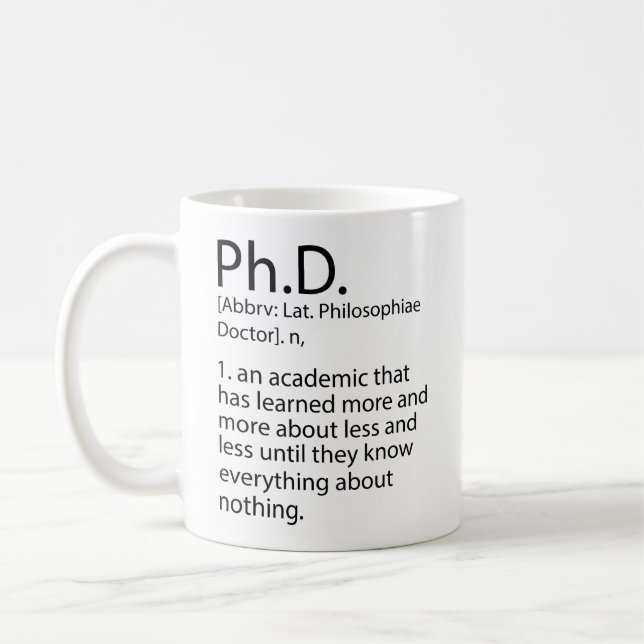 Funny PhD Definition Dictionary, Cool PhD Kaffeetasse (Links)