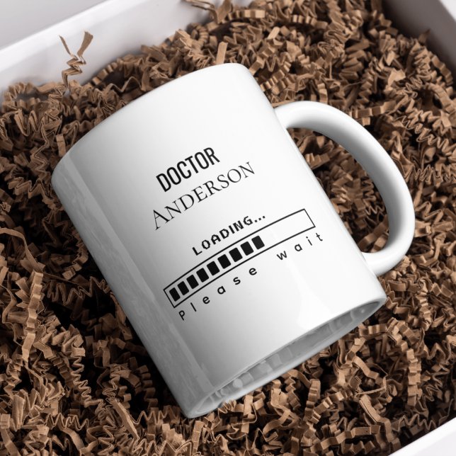 Funny PhD Graduation Doctor Name Loading  Kaffeetasse (Von Creator hochgeladen)