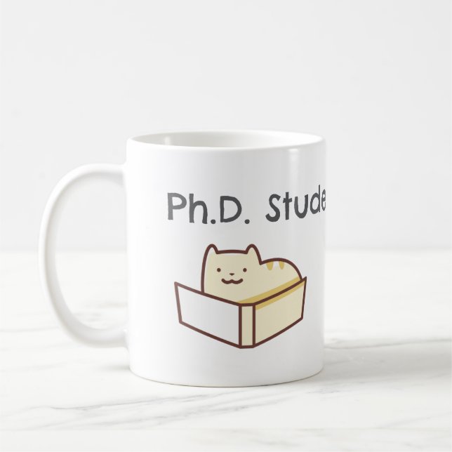 Funny PhD Student Tasse-Niedlich Cat-Academic Spaß Kaffeetasse (Links)