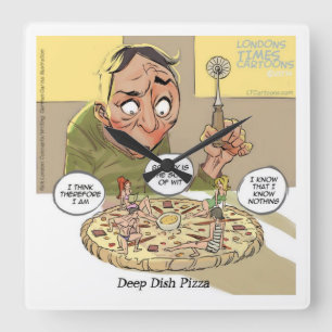Funny Philosophie Deep Dish Pizza Wall Clock Quadratische Wanduhr