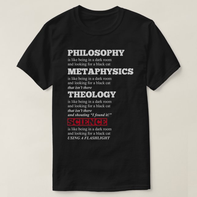 Funny Philosophy Metaphysik Theology Science Joke T-Shirt (Design vorne)