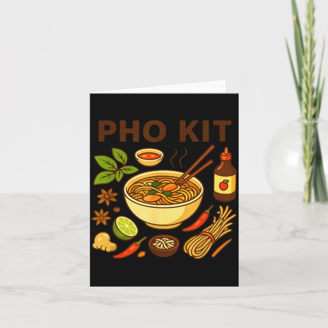 Funny Pho Kit Noodle Bowl Pun With Ingredients Ill Karte (Vorderseite)