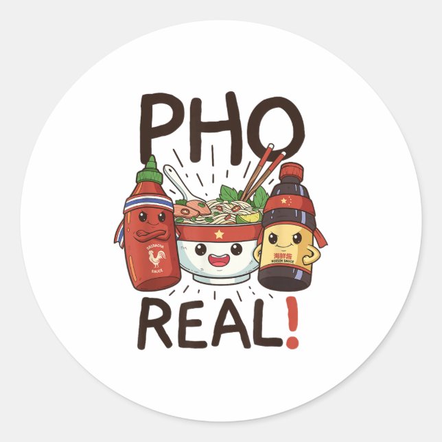 Funny Pho Threads Co Fun Vietnamese Pho Noodle So Runder Aufkleber (Vorderseite)