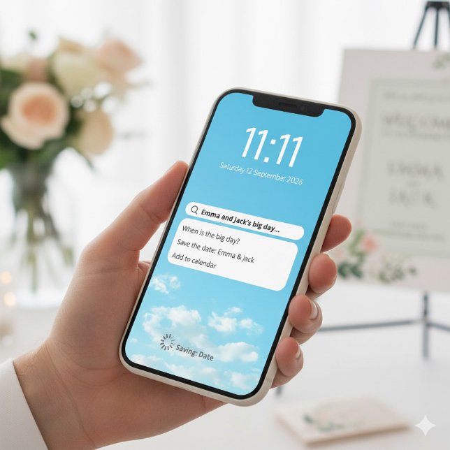 Funny Phone Lock Bildschirm Save the Date (Minimal fun lock screen style digital,wedding invite event date, and `'save the date". )