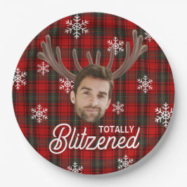 Funny Photo Face Blitzened Christmas Custom Gift Pappteller