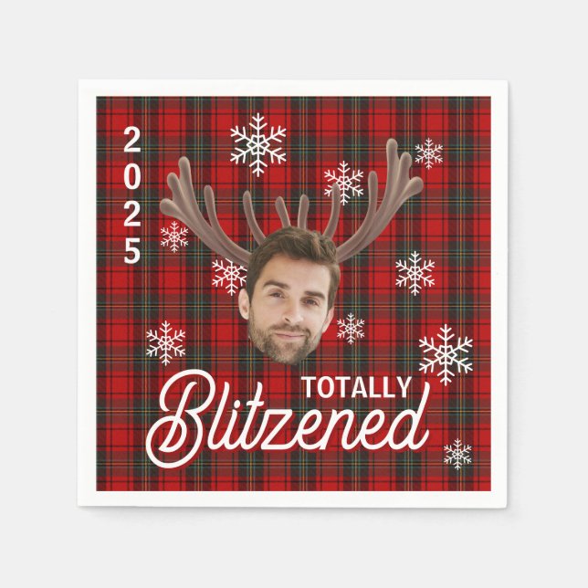Funny Photo Face Blitzened Christmas Custom Gift Serviette (Vorderseite)