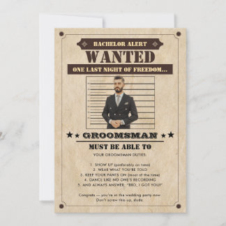 Funny Photo Groomsman  Invitation