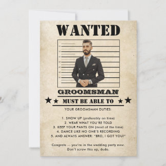 Funny Photo Groomsman  Invitation