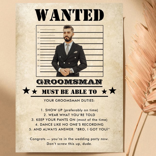 Funny Photo Groomsman  Invitation (Von Creator hochgeladen)