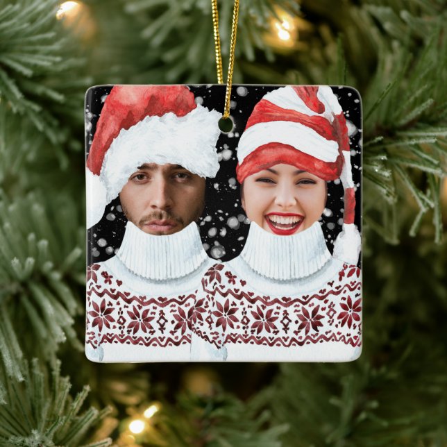 Funny Photo Personalized Christmas Keramikornament (Baum)