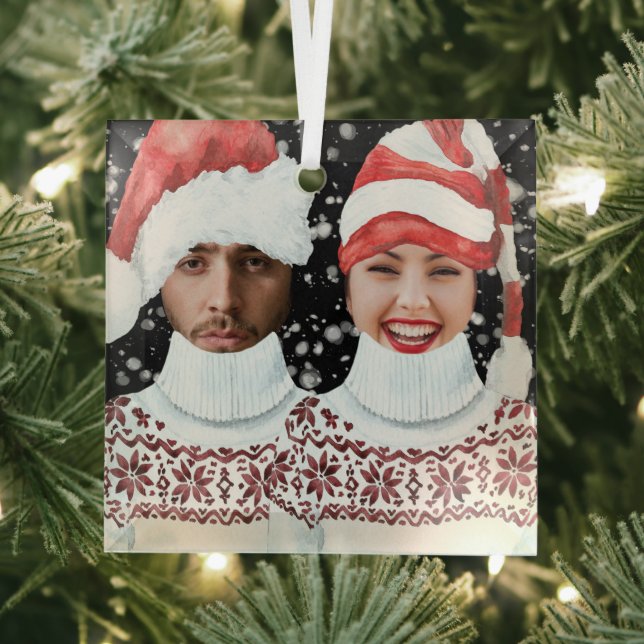 Funny Photo Personalized Christmas Ornament Aus Glas (Insitu)