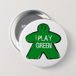 Funny Phrase Grunge Green Meeple Board Gamer Button