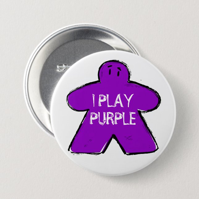 Funny Phrase Grunge Lila Meeple Board Gamer Button (Vorne & Hinten)