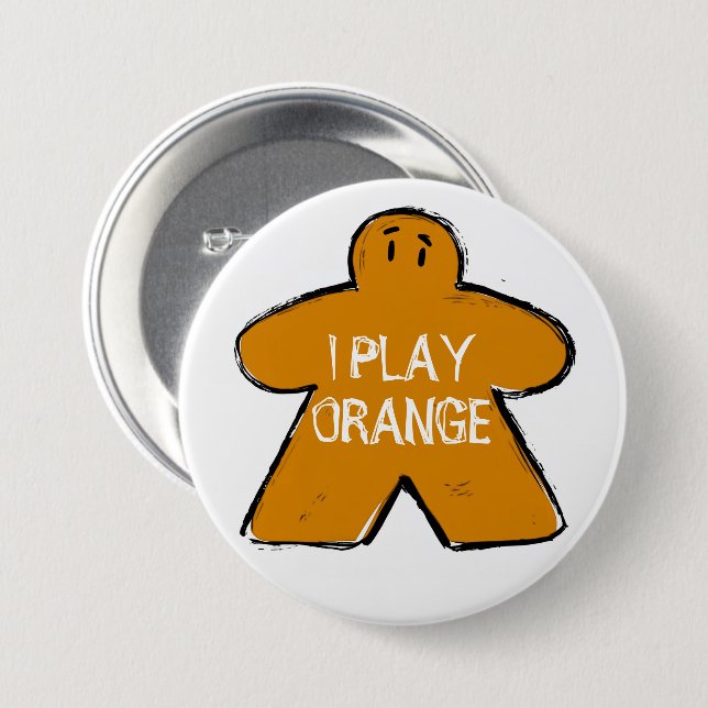 Funny Phrase Grunge Orange Meeple Board Gamer Button (Vorne & Hinten)