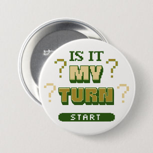 Funny Phrase Retro Pixel Green Board Gamer Button