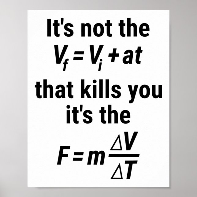 Funny Physical T Shirt mit einem Fall und Kraft Eq Poster (Vorne)
