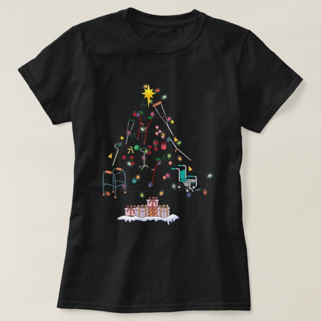 Funny Physical Therapy Weihnachtsbaum für PT Thera T-Shirt (Design vorne)