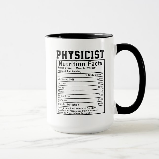 Funny Physicist Nutrition Fakten Mitarbeiter Mitar Tasse (Rechts)