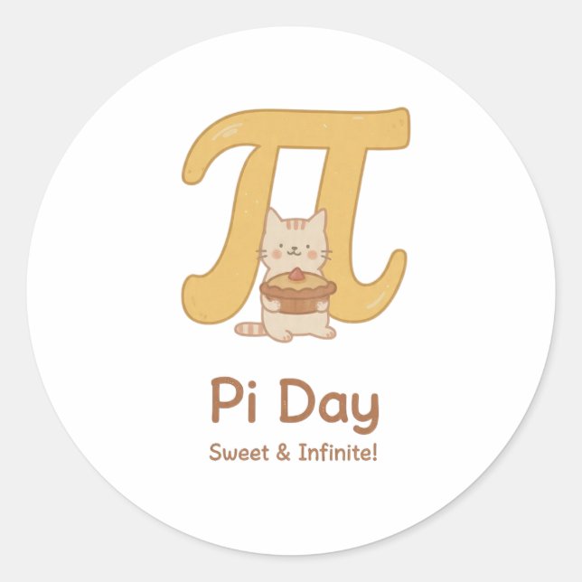 Funny Pi Day Animal with Pie – Math Lover Gift Runder Aufkleber (Vorderseite)