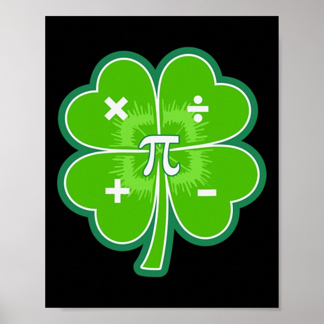 Funny Pi Day Math Patricks Day Luck Shamrock Green Poster (Vorne)