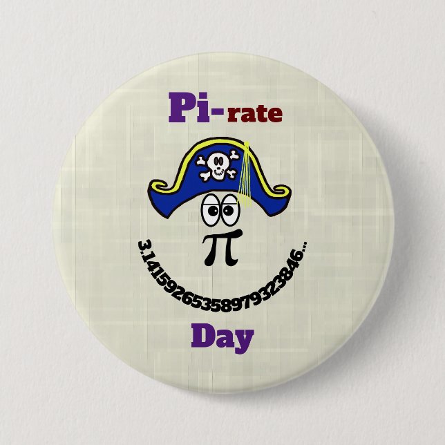 Funny Pi Day Pirate Button (Vorderseite)