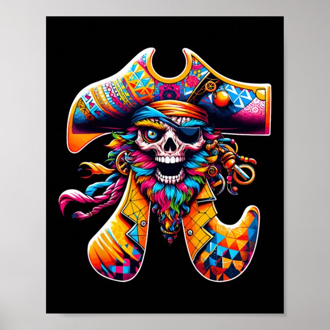 Funny Pi Day Pirate Pi Symbol Math farbenfroh Math Poster (Vorne)