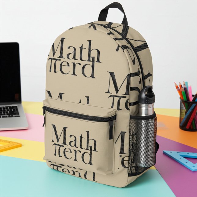 Funny Pi Math Nerd Science Teacher Light Brown Bedruckter Rucksack (Von Creator hochgeladen)