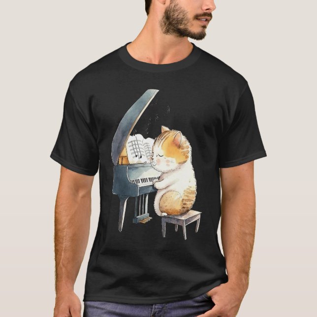Funny Piano Music Cat Men Women Kids Cat Piano Lov T-Shirt (Vorderseite)
