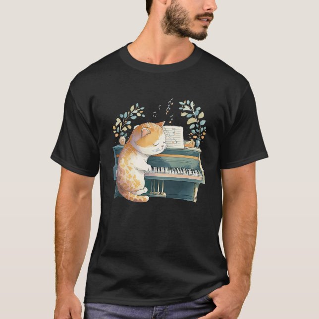 Funny Piano Music Cat Men Women Kids Cat Piano Lov T-Shirt (Vorderseite)