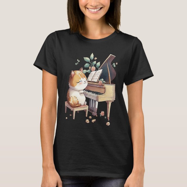 Funny Piano Music Cat Men Women Kids Cat Piano Lov T-Shirt (Vorderseite)