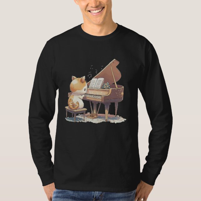 Funny Piano Music Cat Men Women Kids Cat Piano Lov T-Shirt (Vorderseite)