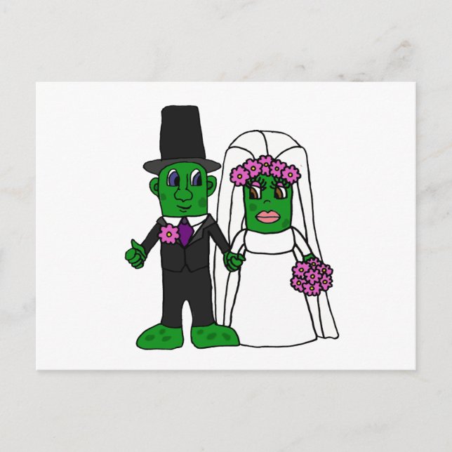 Funny Pickle Bridge und Groom Wedding Art Postkarte (Vorderseite)