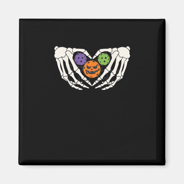 Funny Pickle Halloween Skeleton Hände Herz Pumpki Magnet (Vorne)