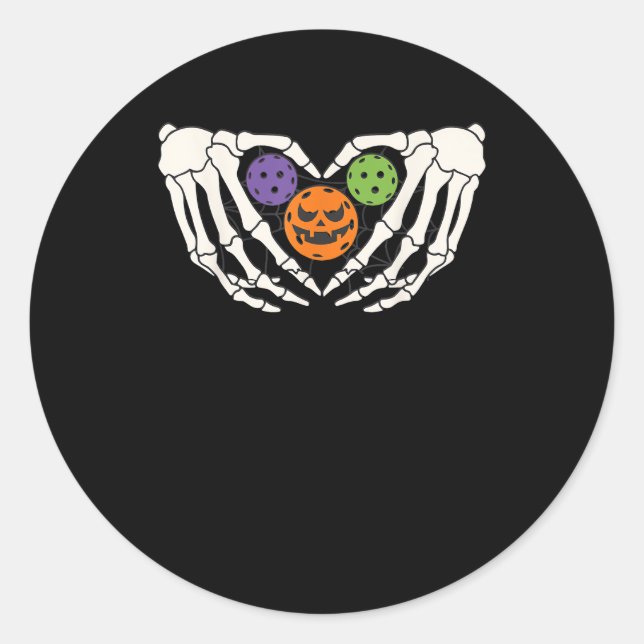 Funny Pickle Halloween Skeleton Hände Herz Pumpki Runder Aufkleber (Vorderseite)