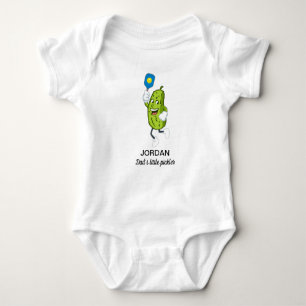 Funny Pickle Holding Pickleball Paddle Custom Baby Strampler