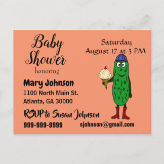 Funny Pickle isst Ice Cream Baby Dusche Einladungspostkarte