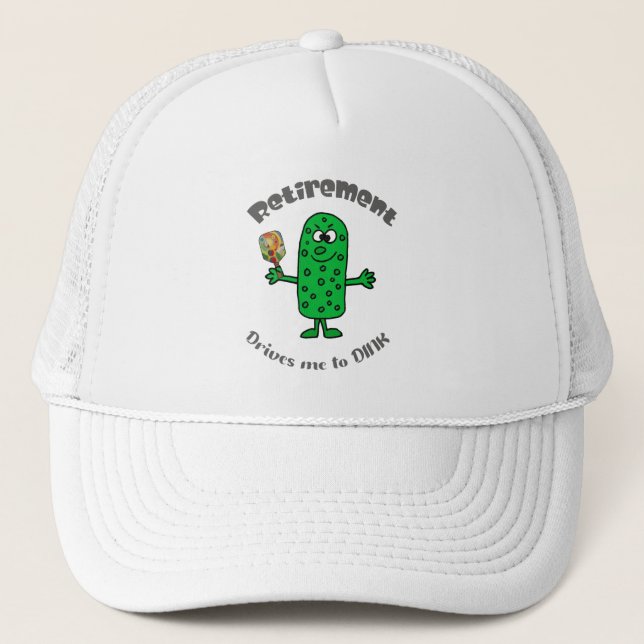 Funny Pickle Pickleball Player Rentirement Cartoon Truckerkappe (Vorderseite)