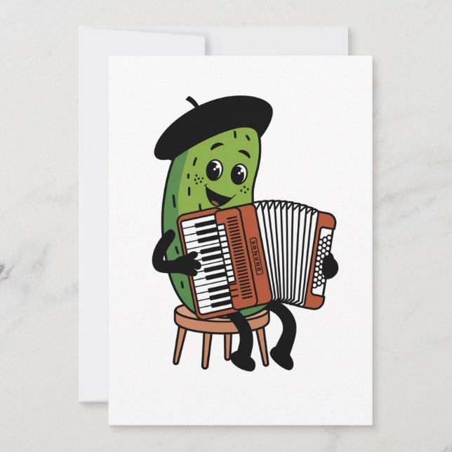 Funny Pickle Playing Accordion Design Dankeskarte (Vorderseite)