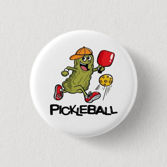 Funny Pickle Playing Pickleball Button (Vorderseite)